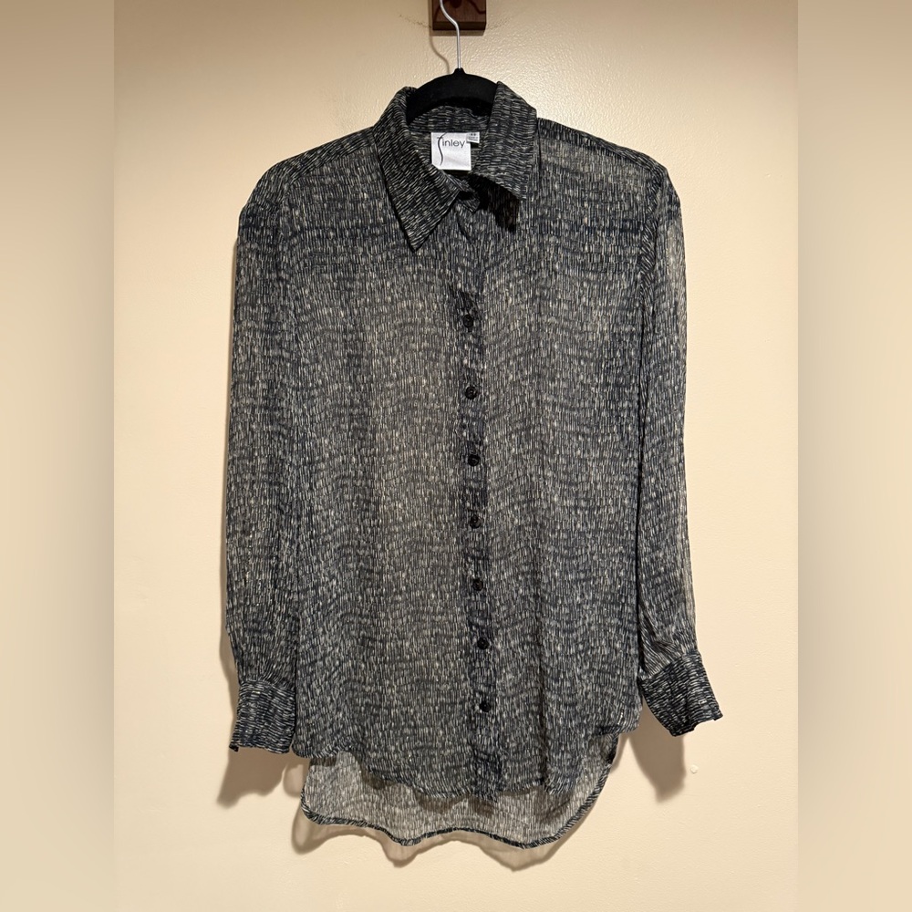 Finley Monica Pixel Chiffon top blouse women’s XS - Picture 2 of 10